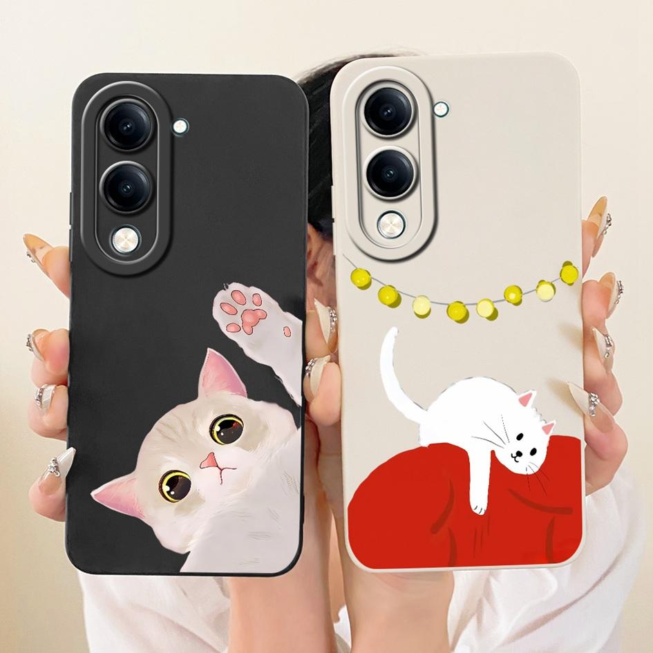Чехол для Vivo Y04 Y29s Y19e Y19 2025 Обложка V2430 V2446 V2432 Милый Мультяшный Кот Кролик Мягкий Чехол для Vivo T4 Lite V2509 Защита