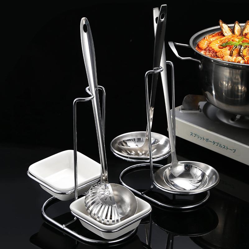 Набор из нержавеющей стали для горячих кастрюль и суповых ложек с подставкой - утолщенный дуршлаг и держатель для столовых ложек