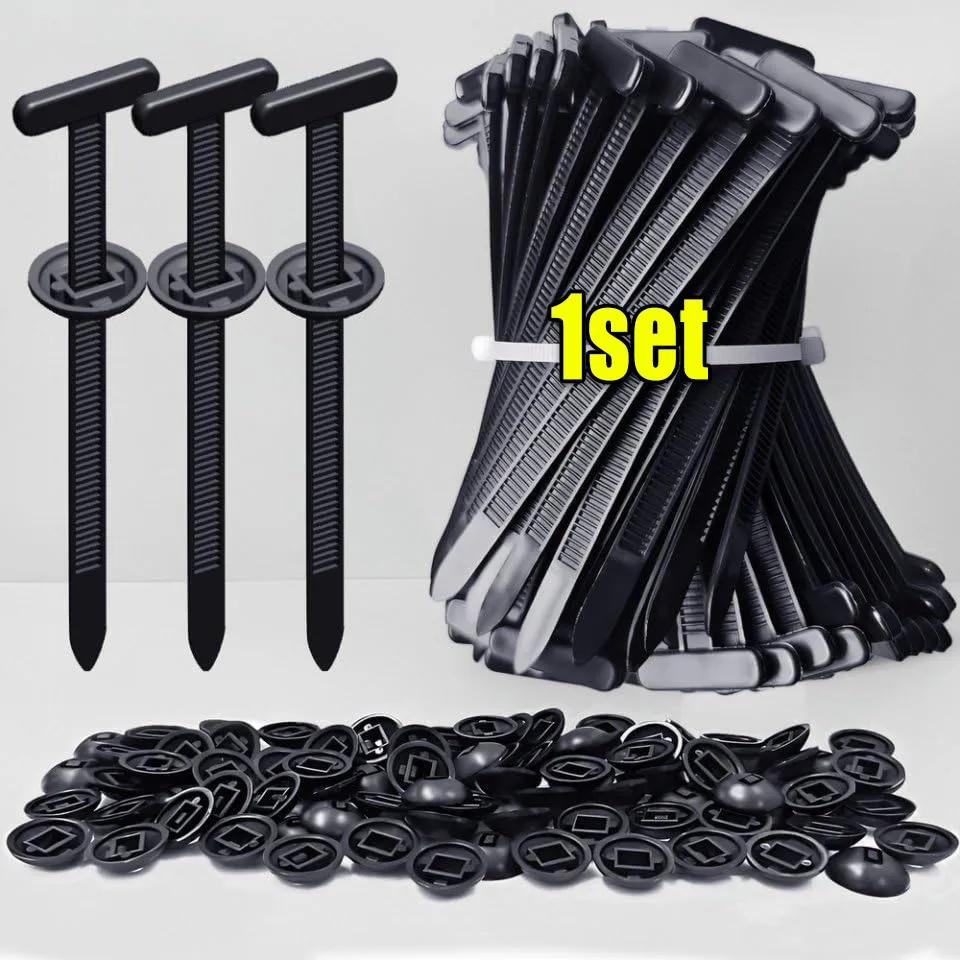 1000set Self-locking Nylon Cable Tie Buckle - Heavy Duty Pin & Button Zip Ties Car Repair Fastening Strap