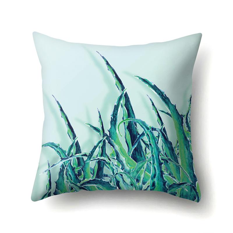 Polyester Pillow Case Nordic Ins Style Plant Flower Print Peach Leather Velvet Cushion Cover Car Waist Cushion Cover