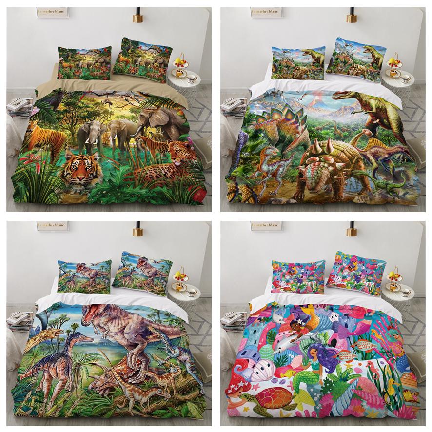 3D Animal Bedding Set Boys' Teenagers Down Duvet Cover Pillowcase Single Double Full Size Cover Kid Gift Luxury Home Textile
