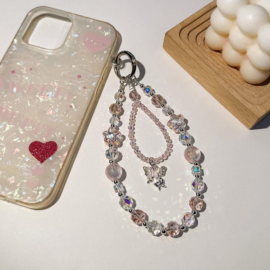 Стильный блестящий хрустальный бисер Бабочка Шарм для телефона Брелок Подвеска Браслет Аксессуары для Airpods Женский Девичий Шнурок для подвешивания