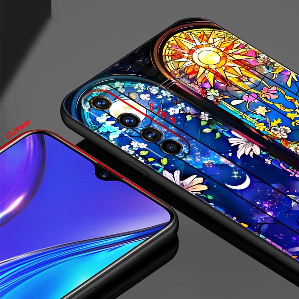 Красивый стеклянный чехол с рисунком Солнце и Луна для Realme C67 C63 C55 C53 C35 C25 C21 GT 2 3 5 6 10 11 12 13 Pro Plus 5G Мягкий чехол-сумка из ТПУ для телефона