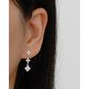 NEW Fashion Jewelry 925 Sterling Silver Flower Pattern Long Tassel Chain Small Zircon Gold Plated Stud Earring Jewelry for Women