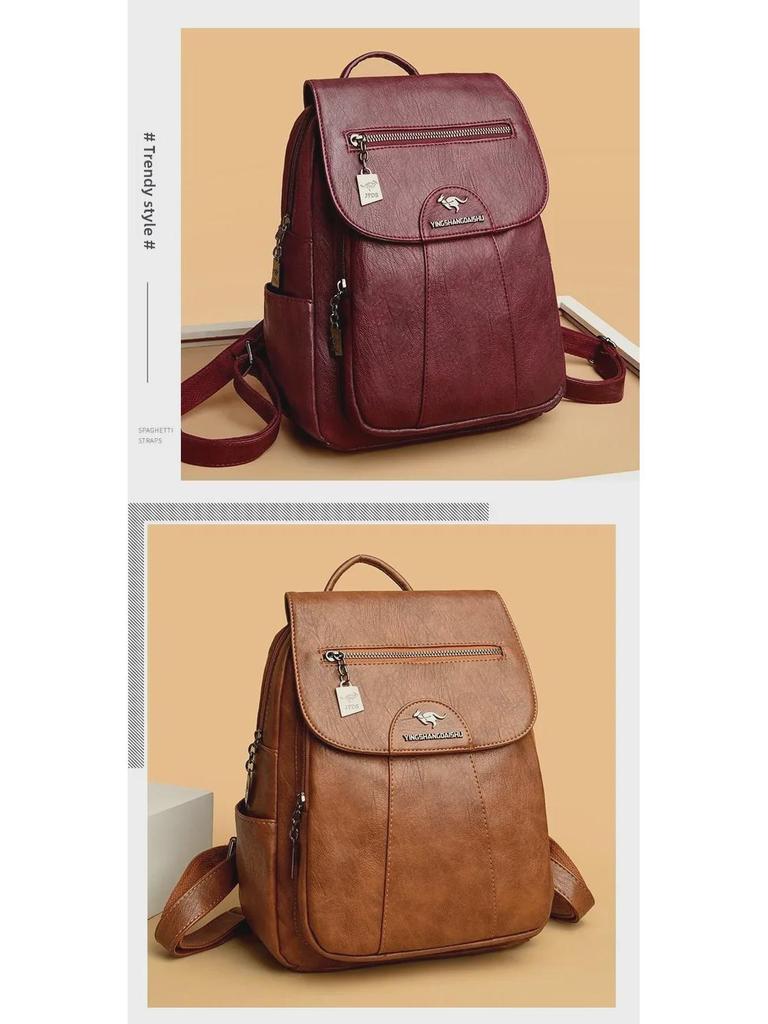 Стильный женский рюкзак большой вместимости из мягкой кожи с защитой от кражи для путешествий и учебы
