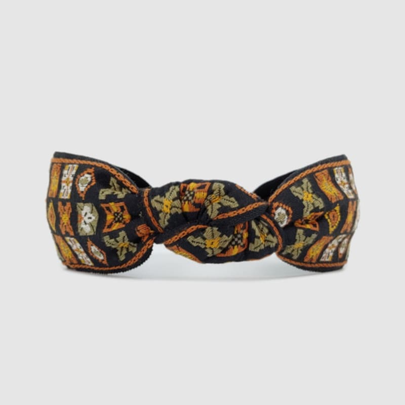 ЛАЛА Геометрическая ромбовидная этническая повязка для волос - Коричневая