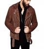 Genuine Suede Jacket Designer Lambskin Brown Handmade Motorcycle Biker Men Leather