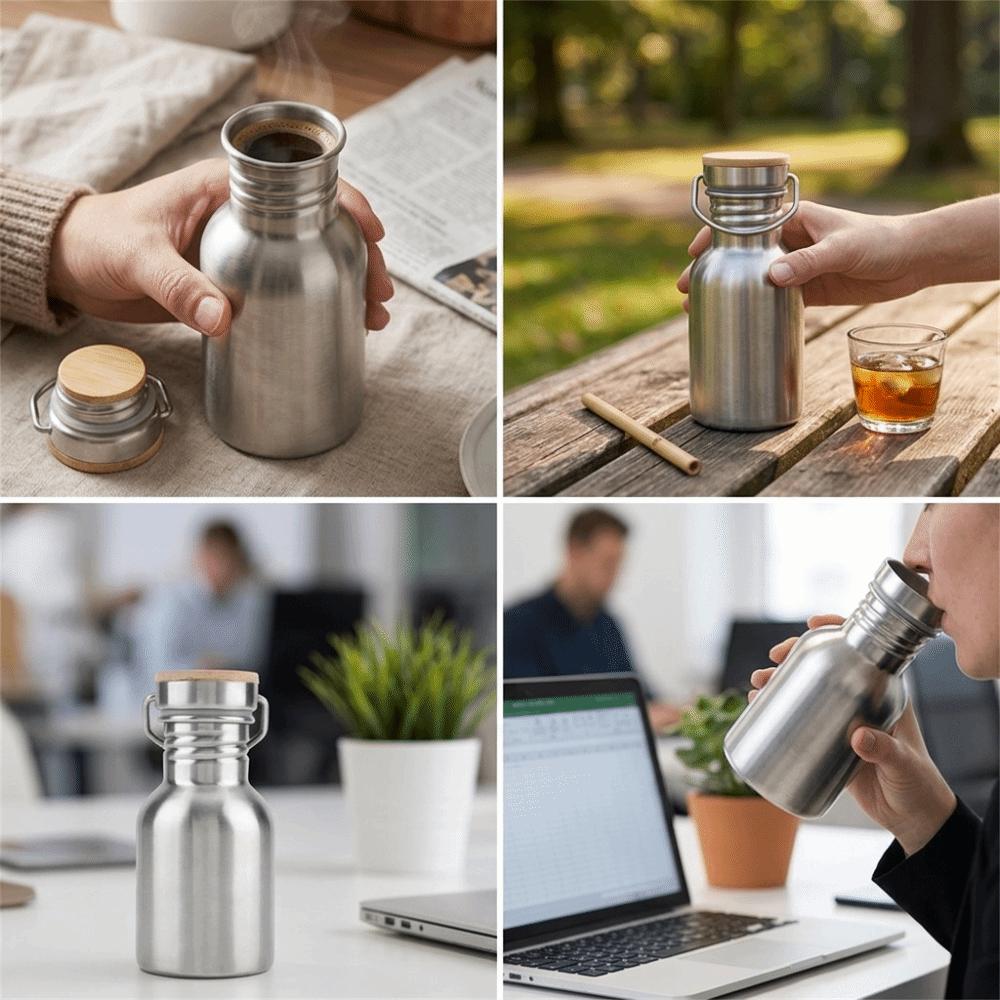 Rustless Steel Water Bottle Wide Mouth Design Water Jug Travel Water Container Outdoor Enthusiasts