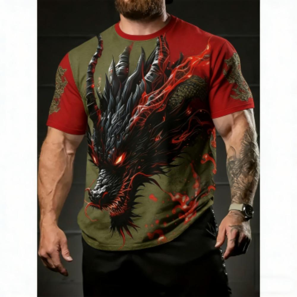 Fashion Europe America Summer Kids T-Shirt Dragon 3D Print Tees Top Loose Short Sleeve Streetwear Vintage Boy and Girl T-shirt