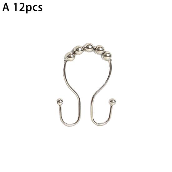 Yousheng 12 шт. крючков для душевой занавески, двойные крючки, хороший баланс, сильная несущая способность, роликовый шарик, плавное скольжение, крючок для занавески, кольцо, принадлежности для ванной комнаты