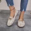 Ladies Shoes On Sale 2024 New One Kick Women's Flats Spring Autumn Round Toe Chain Snake Pattern Flat Casual Comfortable Shoes