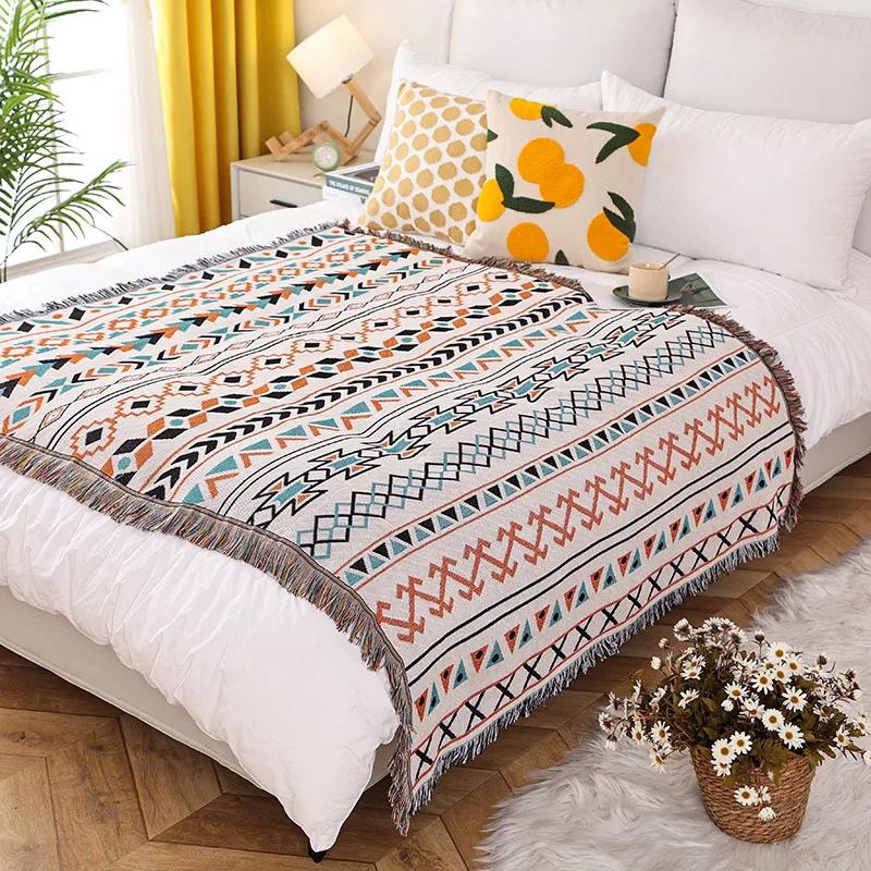 130x180cm Vintage Home DecorSoft Tassel Knitted Blankets Throw Blanket Sofa Towel Sofa Cover Outdoor Picnic Blanket Camping