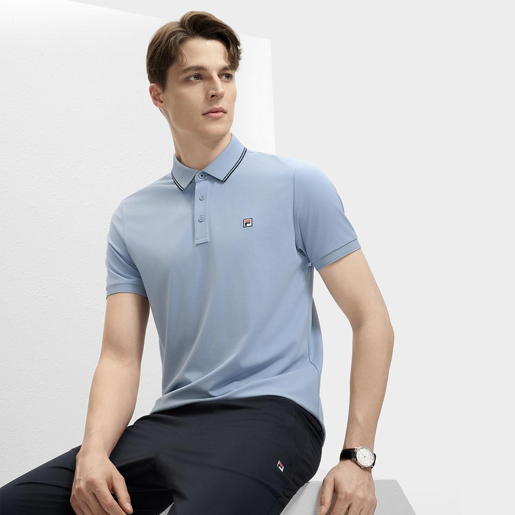 Fila Современное наследие Крутой Повседневный Дышащий Модный Поло с коротким рукавом для мужчин топы Бамбуково-синий F11M431105FBU
