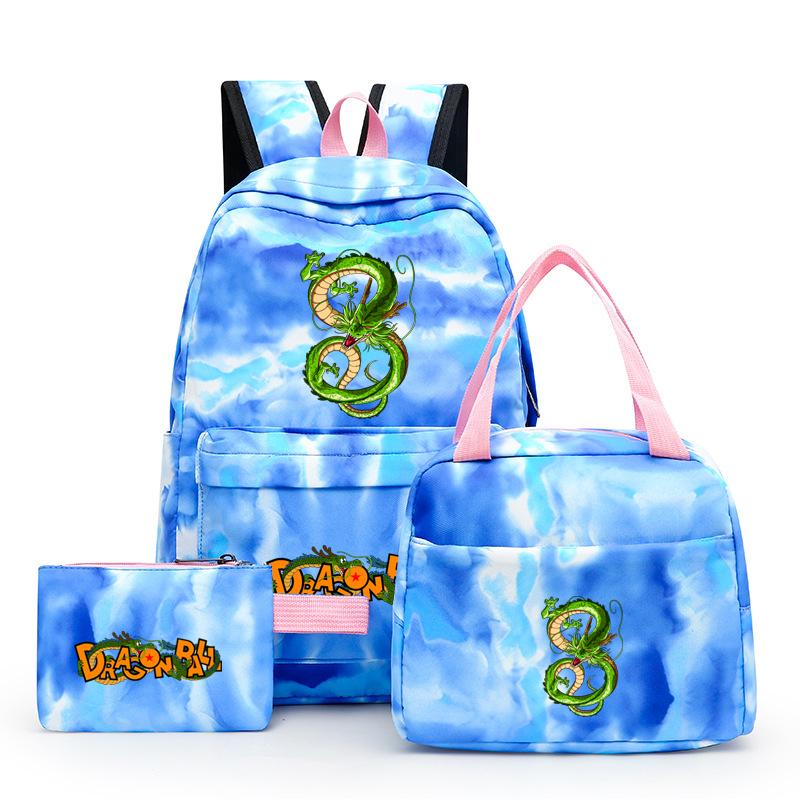 3Pcs/set Dragon Ball Colorful Backpack with Lunch Bag for Women Student Teenagers Rucksack Casual School Bags Sets