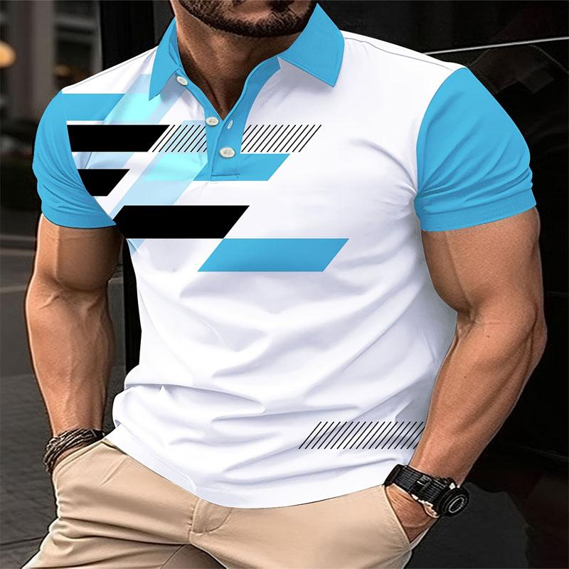 Модная быстросохнущая мужская контрастная рубашка поло с короткими рукавами и воротником в повседневном стиле, слегка эластичный облегающий летний топ