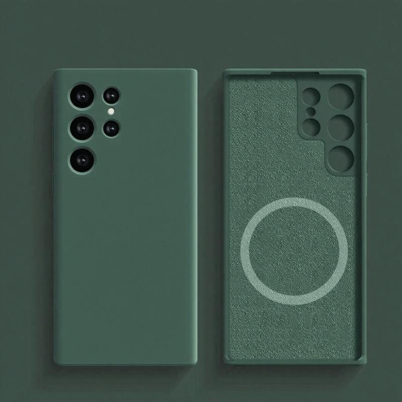 Магнитный чехол из жидкого силикона для Magsafe Для Samsung Galaxy S25 S24 S23 Ultra Plus Беспроводная зарядка Задняя крышка Аксессуары