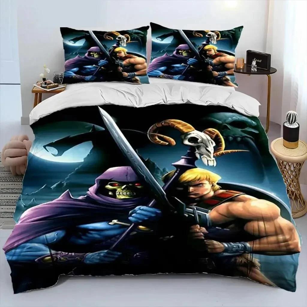 He Man The Masters Of The Universe Комплект постельного белья для мальчиков и девочек, двуспальный, пододеяльник, наволочка, кровать для детей и взрослых
