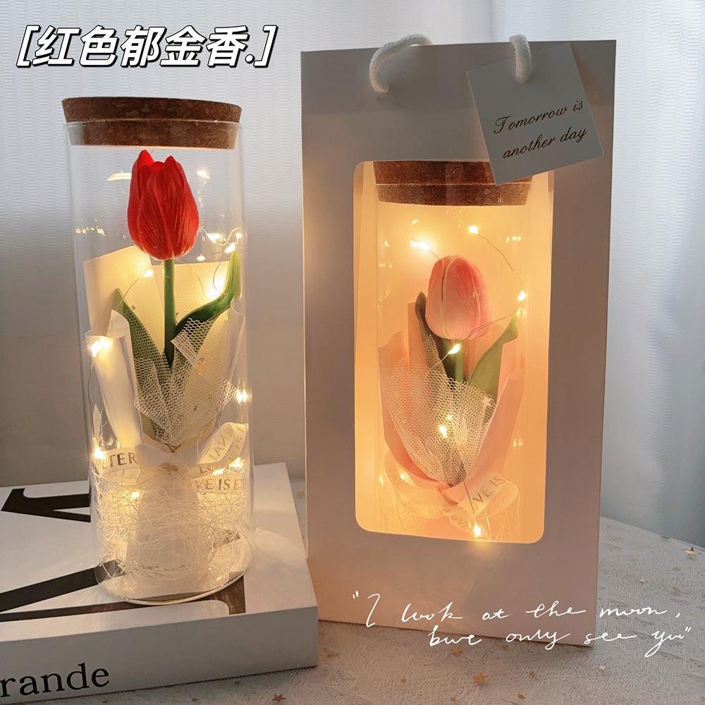 Tulip Mother's Day bouquet Internet celebrity night light immortal flower atmosphere decoration ornament creative exquisite birthday gift