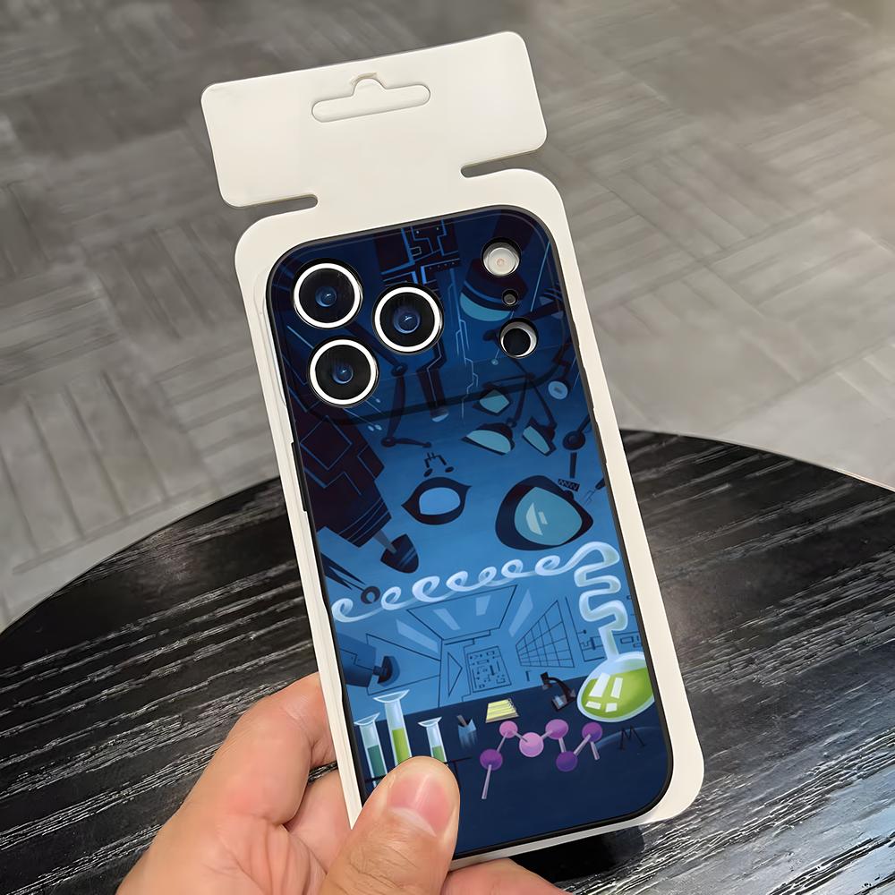 Мультяшный чехол для телефона Декстерс Лаборатория Для IPhone 17 Air 16 E Pro Max 15 14 13 Mini 12 Pro 11 Max Plus Черный Мягкий корпус