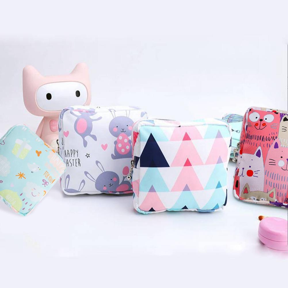 Practical-Cute Large Capacity Sanitary Napkin Storage Bags Cartoon Girls Physiological Period Tampon Organiser Bag Mini Bag