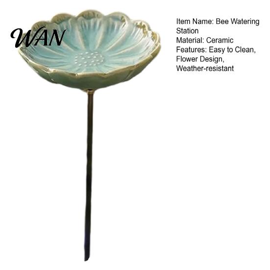 Bee Water Dish Ceramic Flower Feeder, Garden Watering Station, Outdoor Eco-friendly Pollinator Feeder Decorative Butterfly Cup for Thirsty Pollinators