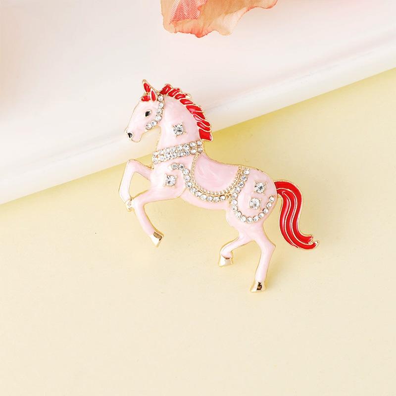 1Pc Enamel Gift Horse Brooch Cartoon Rhinestone Cute Alloy Pin