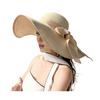 Women Straw Hat Wide Brim Breathable Lightweight Sun Protection Hat with Lace-up Bowknot Decor Sun Hat