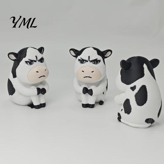 Статуэтка коровы 3D-печать, Мультяшная фигурка коровы для украшения стола, Мини-скульптура животного для дома и офиса, Подарок для любителей, Декорация из ПЛА