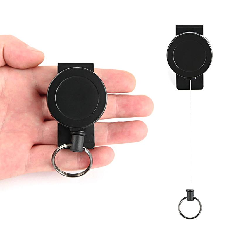 Retractable Pull Chain Reel Id Card Badge Keychain Holder Recoil Belt Clip
