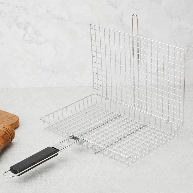 Foldable 304 Stainless Steel Bbq Mesh Non Stick Grilling Basket Grill Mesh Mat Meat Vegetable Steak Picnic Party Barbecue Tool