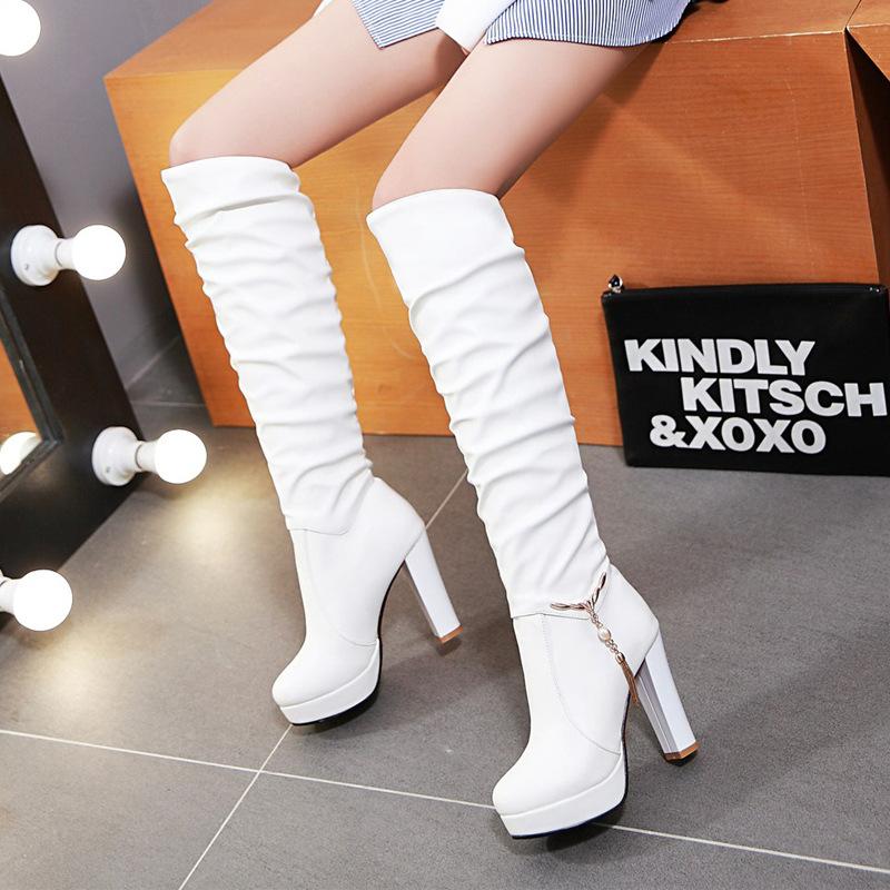 Сапоги Детские женские сапоги Женская осенне-зимняя обувь Длинные сапоги Сапоги на высоком каблуке Большой размер