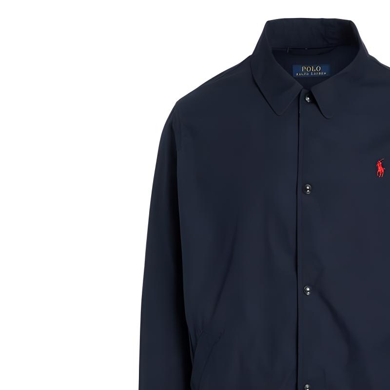 Polo Ralph Lauren однобортная однотонная куртка с воротником-поло и длинным рукавом Мужские куртки Темно-синие MNPOOTW16020835-410
