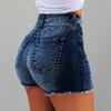 Women's Mid-Waist Tassel Ripped Denim Shorts