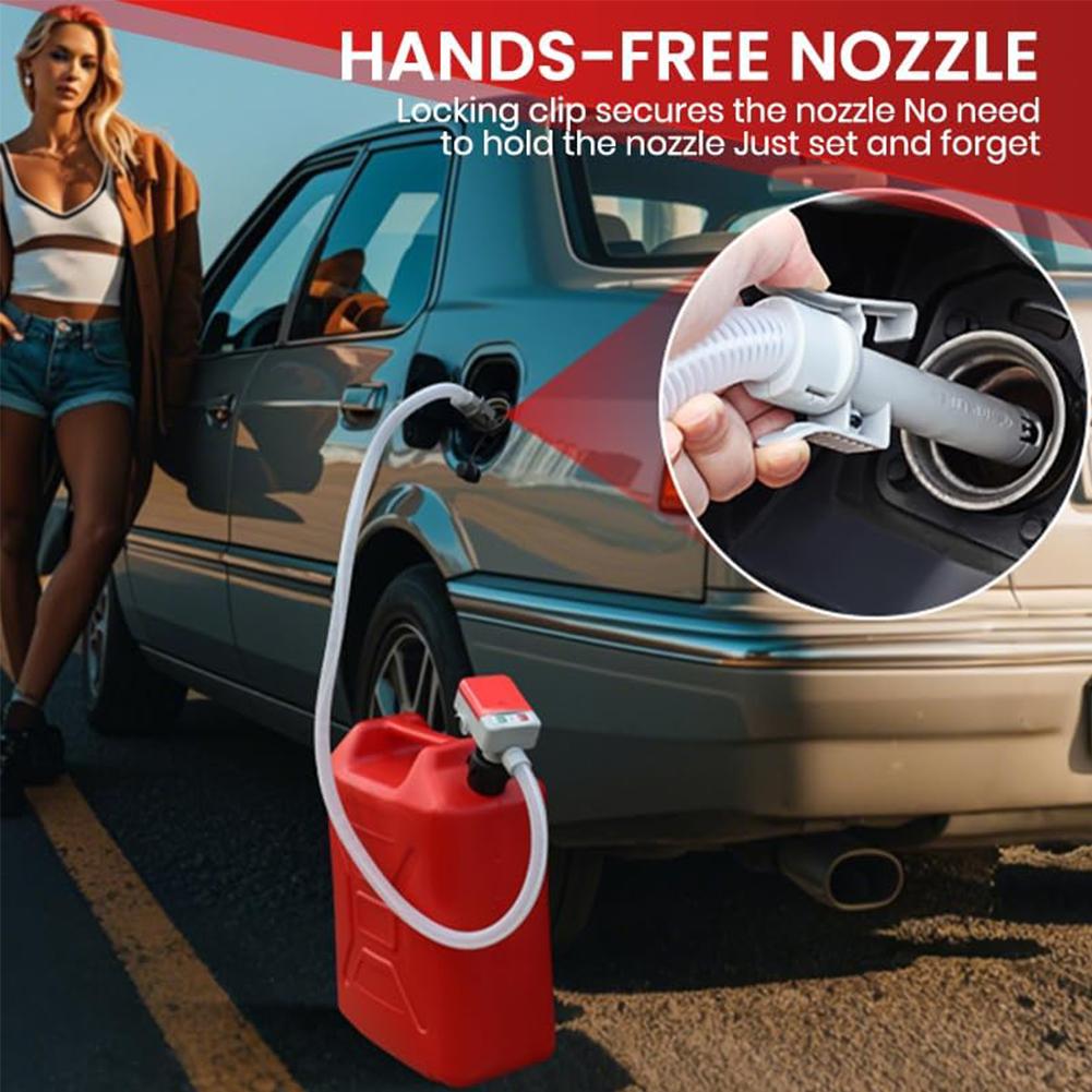 Насос для перекачки топлива с датчиком автостопа, шланг 51", работает от батарей, с адаптером для бака, портативный насос для жидкости