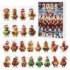 2025 Christmas Advent Calendar Chicken Ornaments 24 Days Countdown Calendar Christmas Tree Decoration 2D Acrylic Collectible Cartoon Chicken Set