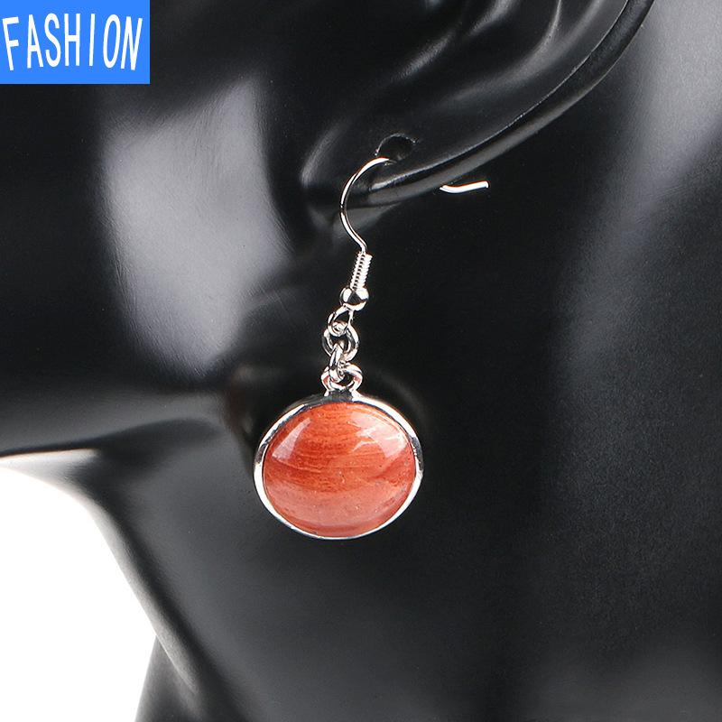 Простые стильные круглые серьги, модные серьги с натуральными кристаллами, женские серьги с рыболовным крючком