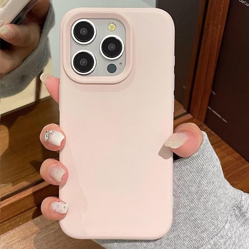 Soft Korean Ins Style Solid Color Suitable for Apple 17pro Max Mobile Phone Case Iphone16 Silicone 15 Soft Sleeve 13