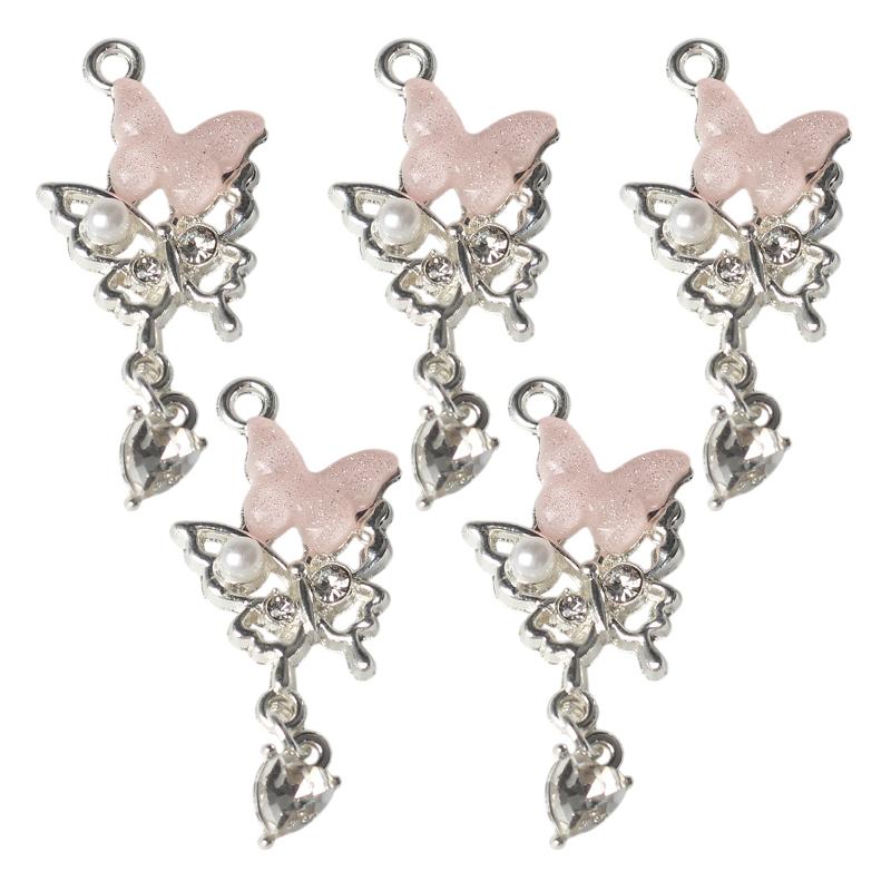 5 шт. Простые сплавные циркониевые смоляные жемчужные инкрустированные подвески-бабочки DIY браслеты ожерелья ювелирные аксессуары