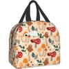 Cute Mushroom Lunch Bento Box Insulated Lunch Boxes Reusable Waterproof Lunch Bag with Pocket for Office Picnic Hiking Beach