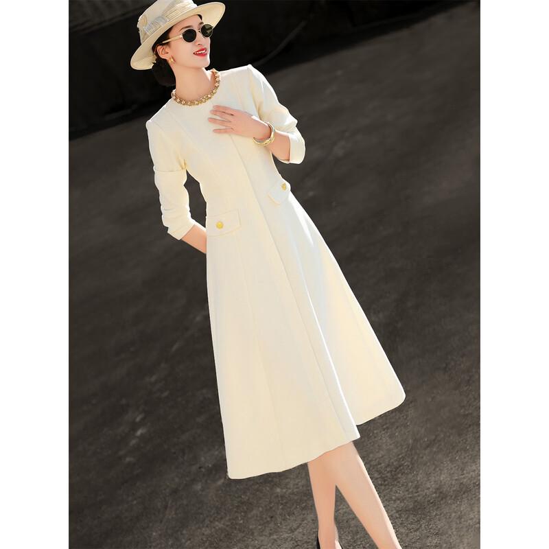 Lan Se Er 2026 Spring Elegant Beaded A-Line Midi Dress