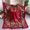 110*110cm Russian Style Floral Print Square Scarf Women Traditional Ukrainian Shawl Babushka Bnadana Handkerchief Ethnic Scarves