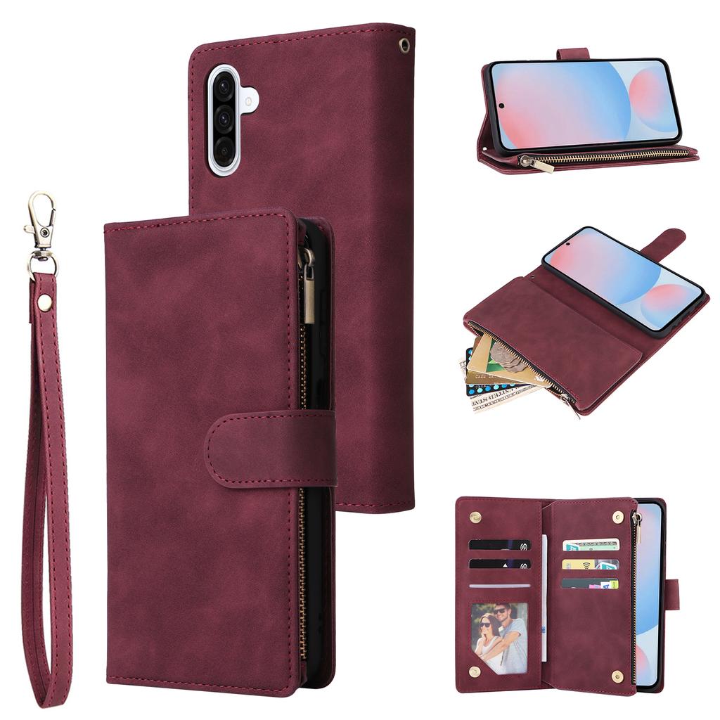 For Samsung Galaxy A56 5G Case Zipper Wallet Multiple Card Slots Leather Phone Cover