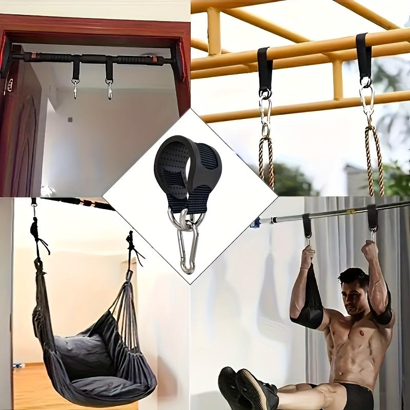 2Pcs Nylon Sling Strap with Metal Hook, Versatile Gym Accessory for Sandbag Boxing Hammock, Black Heavy‑Duty Fitness Strap