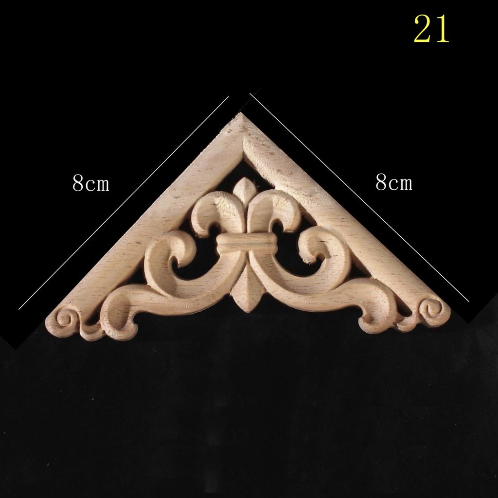 Wood Corner Joint Onlay Applique Wood Decals for Furniture Home Decoration Luxury Unique Natural Floral Wood Carved Figurines