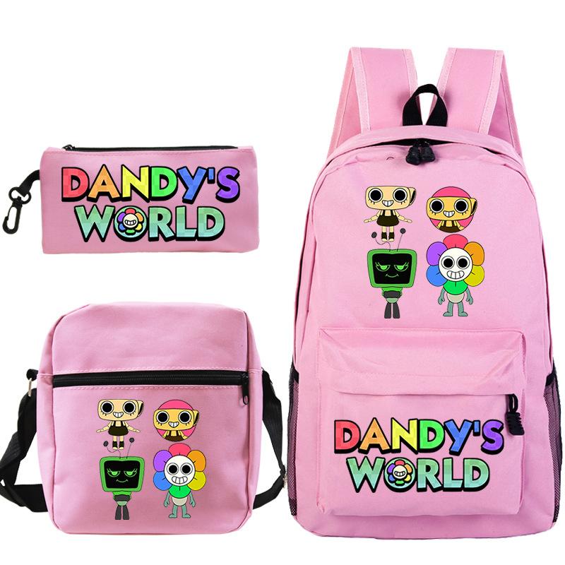 Dandy'S World Printed Fashion Children'S Pencil Case Messenger Bag Three-Piece Set Primary And Secondary School Bag