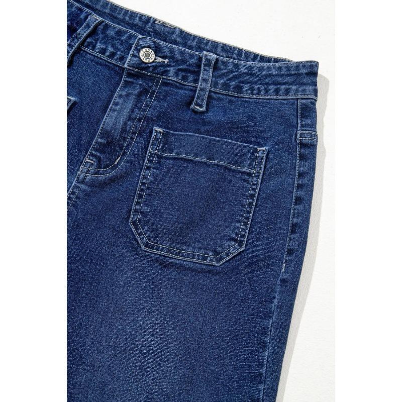 Женские весенние новые темно-синие джинсы с высокой талией и широкими штанинами, модные прямые брюки в стиле ретро