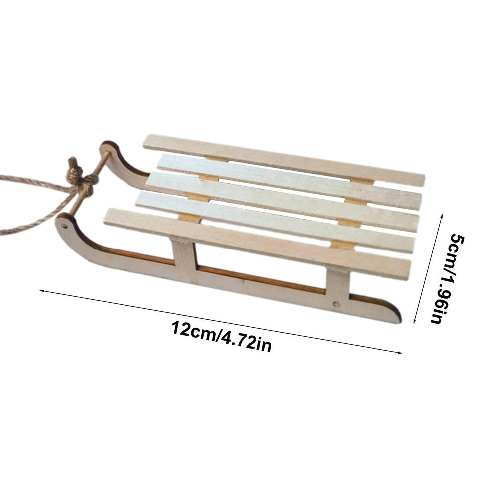 Кукольный домик Миниатюрная деревянная модель саней Сани Настольное украшение Рождественский винтажный Живая сцена Украшение для подвешивания на елку Рождественский подарок Кулон