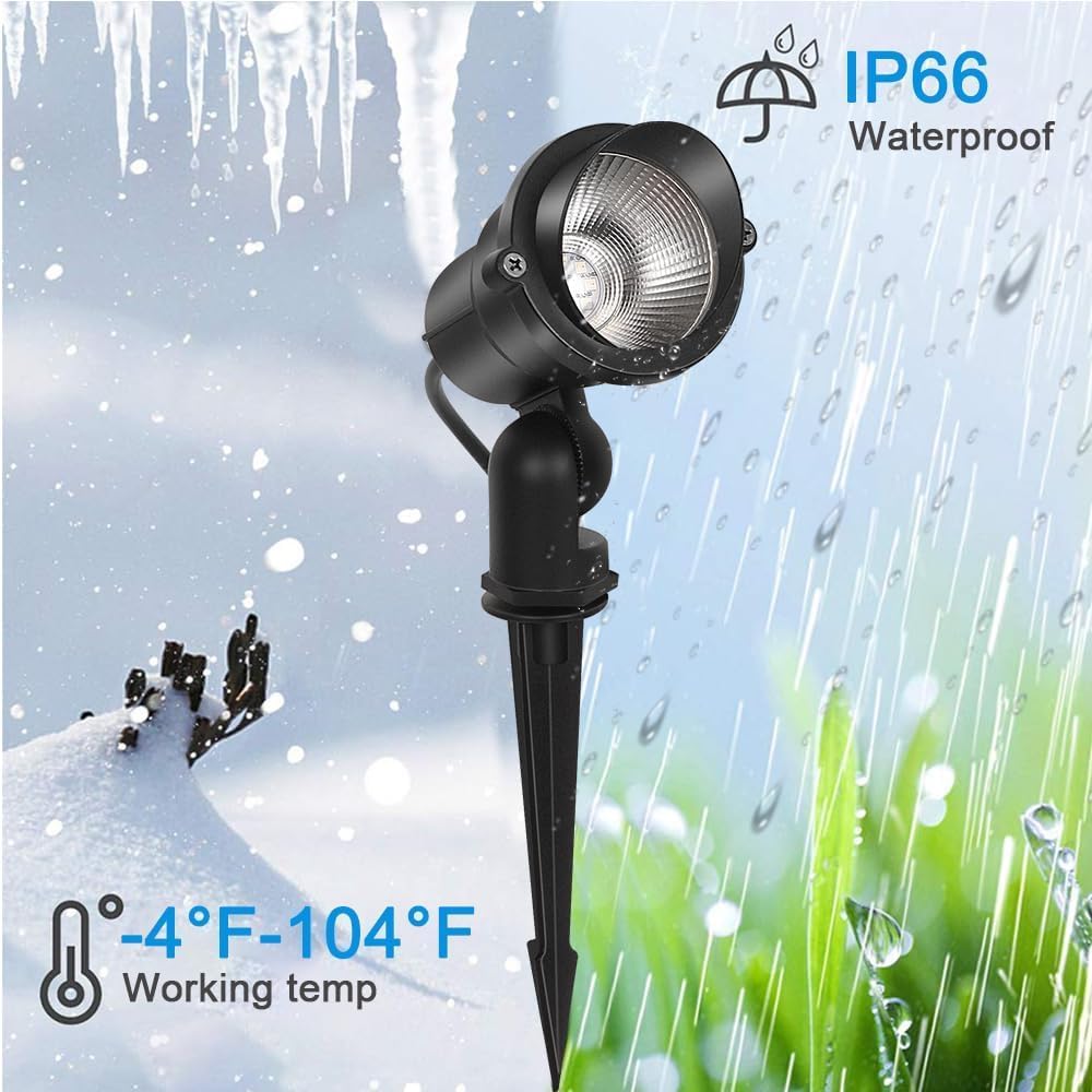 10W Dusk to Dawn Outdoor LED Spotlight Plug in with Photocell Sensor for House Flag Yard Tree Garden, 3000K 1000LM Warm White 120V Landscape Lighting