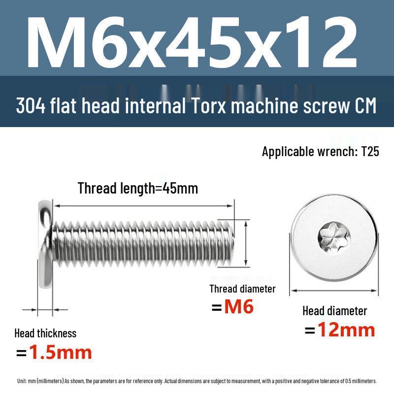 Yigu Винт Torx из нержавеющей стали 304 с тонкой плоской головкой M2-M8 для компьютерной техники