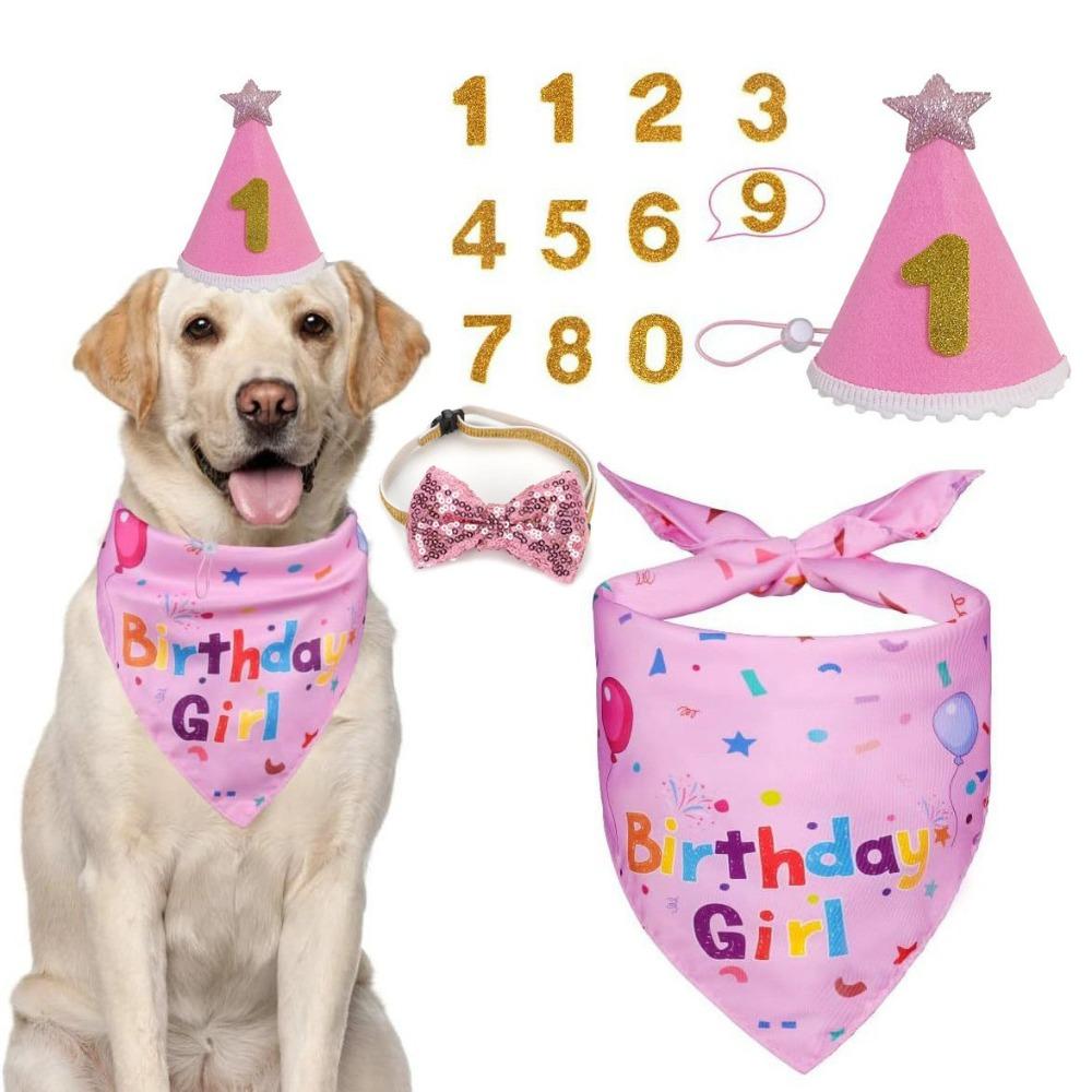 Cute Pet Birthday Caps Adjustable Cat Triangle Scarf Dog Dress Up Dog Birthday Bib  for Dogs Cats